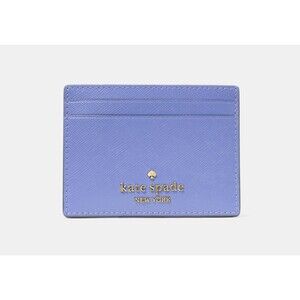 New Kate Spade Small Slim Card Holder Leather Frosted Blueberry